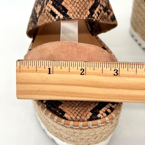 Crown Vintage Espadrille Platform Sandals Womens 9M Snake Print Tan Ankle Strap - Picture 12 of 14